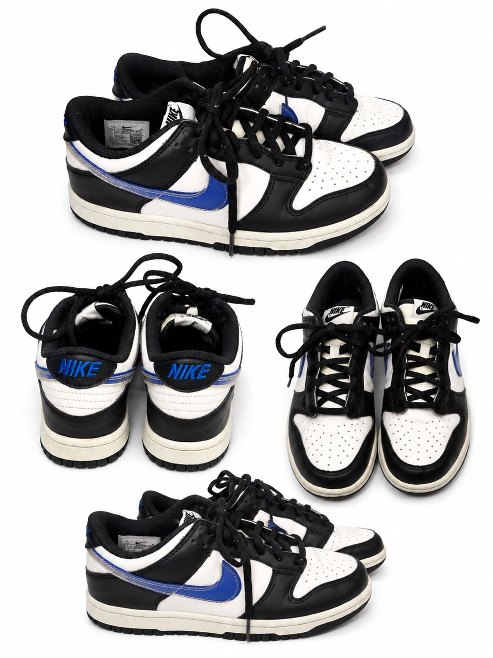 Nike Low-Top Sneakers in White, Black & Blue Swoosh